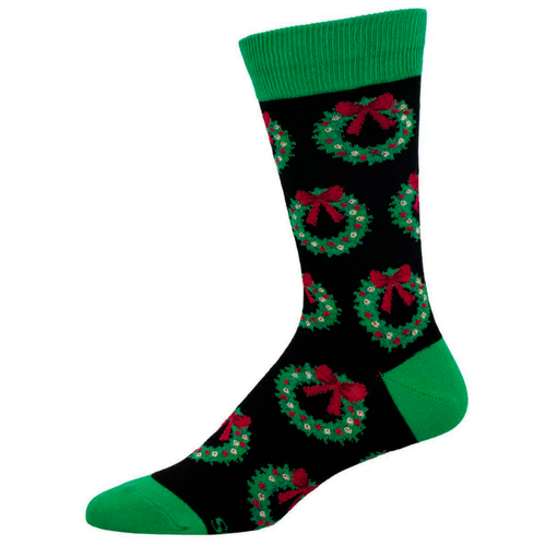 Men's Socksmith Christmas Wreath Crew Socks – Black