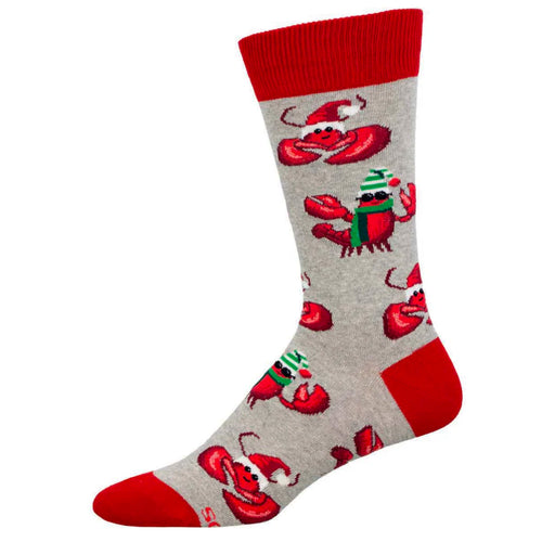 Men's Socksmith Festive Lobsters Crew Socks – Light Grey Heather