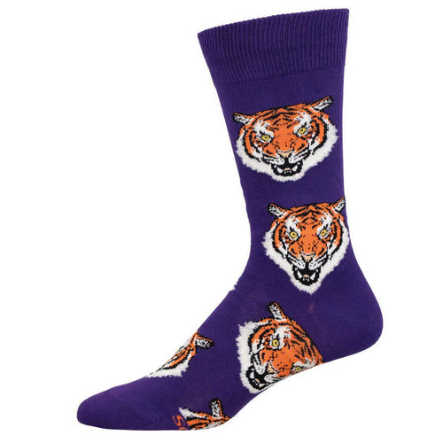 Men's Socksmith Fierce Tiger Cotton Crew Socks – Purple