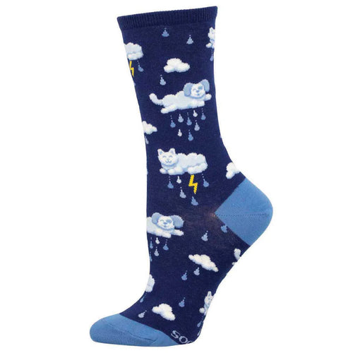 Women's Socksmith Raining Cats and Dogs Cotton Crew Socks – Navy
