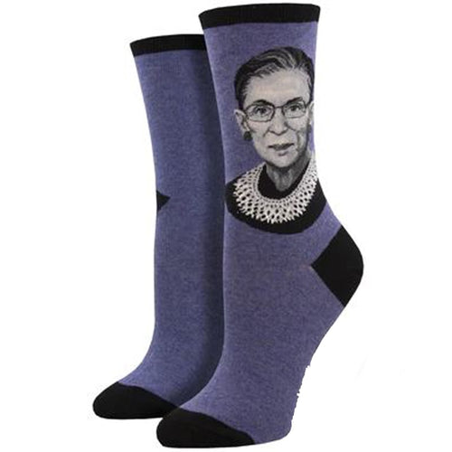 Women's Socksmith Ruth Bader Ginsberg RBG Cotton Crew Socks – Blue Heather