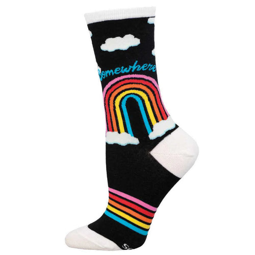 Women's Socksmith Somewhere Over The Rainbow Cotton Crew Socks – Black