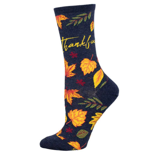 Women's Socksmith Thankful For Fall Cotton Crew Socks – Heather Navy