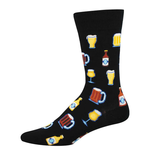 Men's Socksmith Get Your Beer Glasses On Cotton Crew Socks - Black