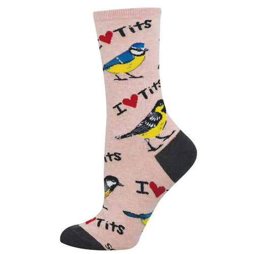 Women's Socksmith I Heart Tits Cotton Crew Socks - Pink Heather