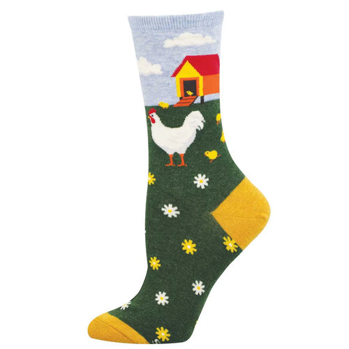 Women's Socksmith Mother Hen Cotton Crew Socks - Green Heather
