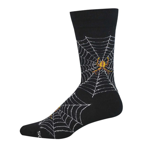 Men's Socksmith Spider Webs Cotton Crew Socks - Black