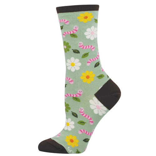 Women's Socksmith Wiggly Worm Cotton Crew Socks - Green