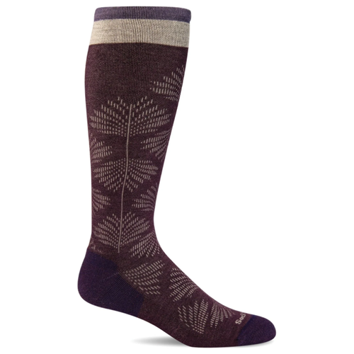 Women's Sockwell Full Floral Moderate Graduated Compression Wide Calf Socks - Blackberry