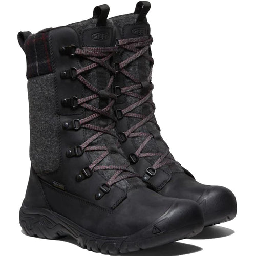 Women’s KEEN Greta Tall Boot Waterproof – Black/Black Plaid