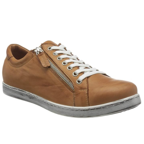 Women’s Andrea Conti Low Zip Sneaker – Cognac