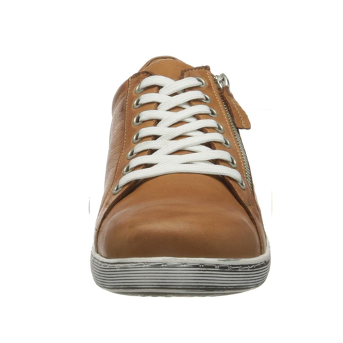 Women’s Andrea Conti Low Zip Sneaker – Cognac