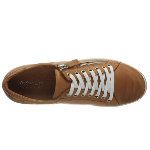 Women’s Andrea Conti Low Zip Sneaker – Cognac