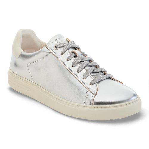 Women's Birkenstock Bend Low - Metallic Silver/White Leather