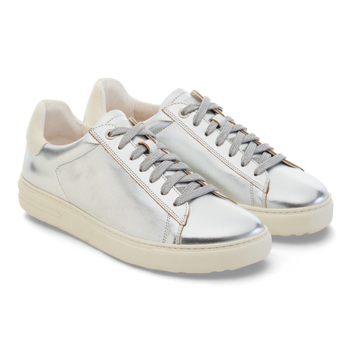 Women's Birkenstock Bend Low - Metallic Silver/White Leather