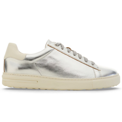 Women's Birkenstock Bend Low - Metallic Silver/White Leather