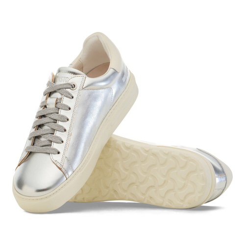 Women's Birkenstock Bend Low - Metallic Silver/White Leather