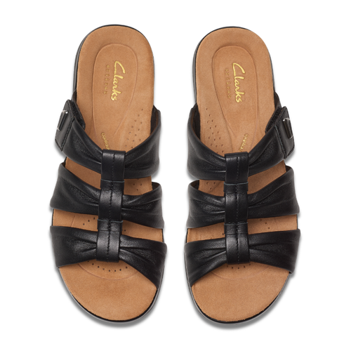 Women's Clarks Kitly Slide - Black Leather