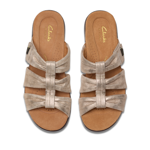 Women's Clarks Kitly Slide - Metallic Leather