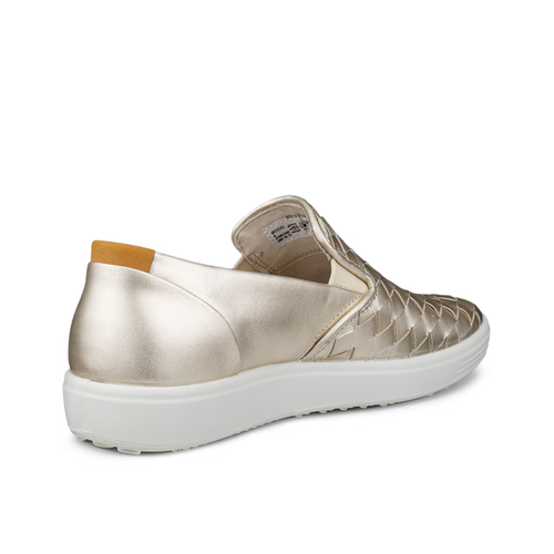 Women's ECCO Soft 7 Woven Slip-On 3.0 - Pure White Gold