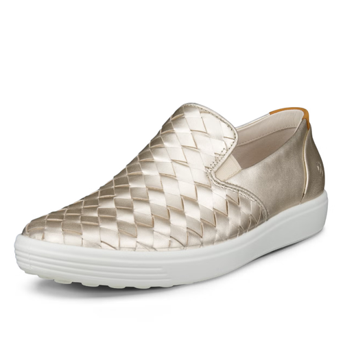 Women's ECCO Soft 7 Woven Slip-On 3.0 - Pure White Gold