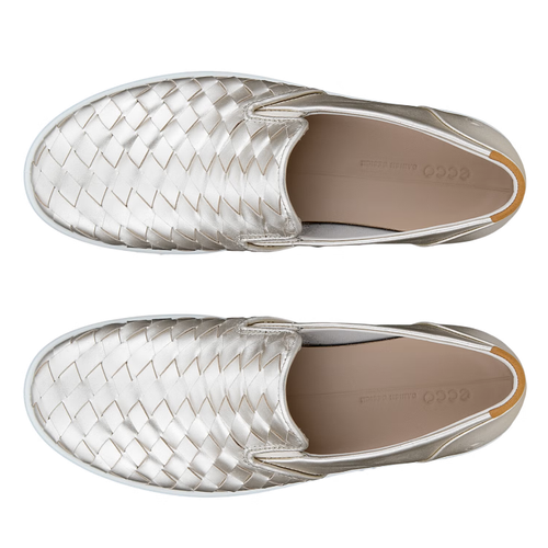 Women's ECCO Soft 7 Woven Slip-On 3.0 - Pure White Gold