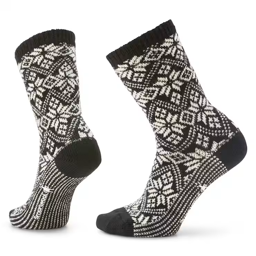 Women's Smartwool Everyday Cozy Traditional Snowflake Crew Socks - Black