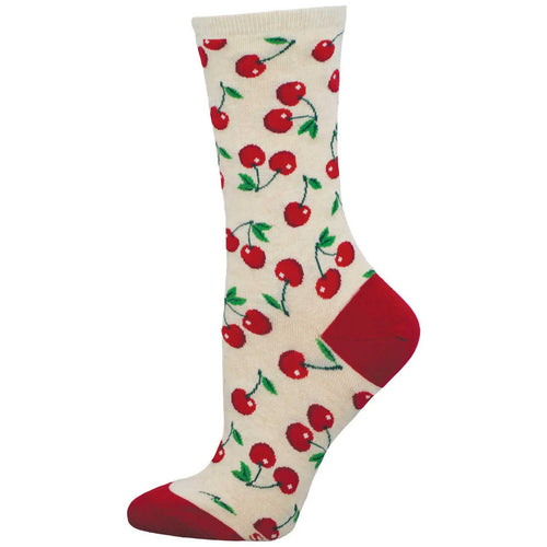 Women's Socksmith Absolutely Cherry Cotton Crew Socks - Ivory Heather