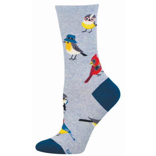 Women's Socksmith Bird Is The Nerd Cotton Crew Socks - Blue Heather