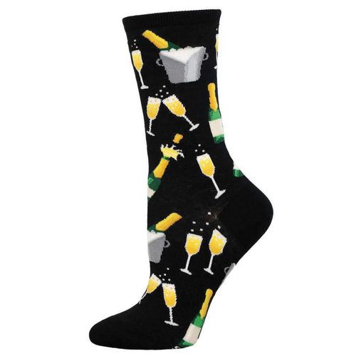 Women's Socksmith Champagne Toast Cotton Crew Socks – Black