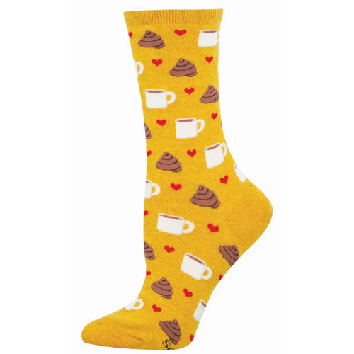 Women's Socksmith Coffee Makes You Poop Cotton Crew Socks - Mustard Heather