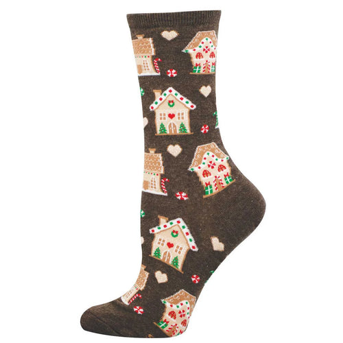 Women's Socksmith Gingerbread Houses Cotton Crew Socks - Brown Heather
