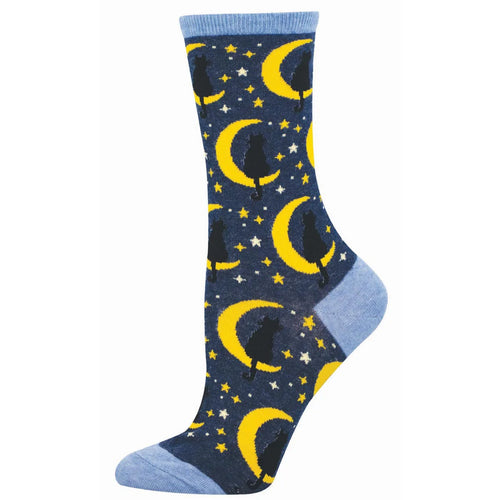 Women's Socksmith Lunar Cat Cotton Crew Socks - Navy Heather