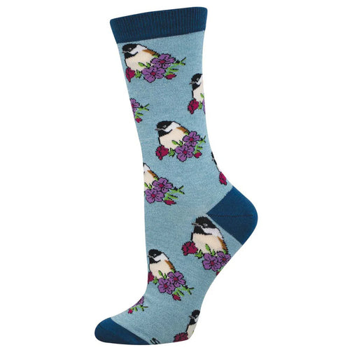 Women's Socksmith Perching Chickadee Bamboo Socks - Blue Heather