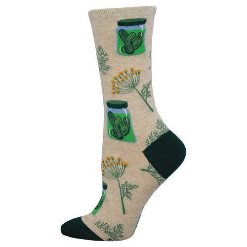 Women's Socksmith Pickle Lovers Paradise Cotton Crew Socks - Ivory Heather
