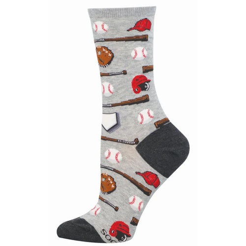 Women's Socksmith Playing Hardball Cotton Crew Socks - Light Gray Heather