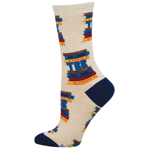 Women's Socksmith To Be Read Pile Cotton Crew Socks - Ivory Heather