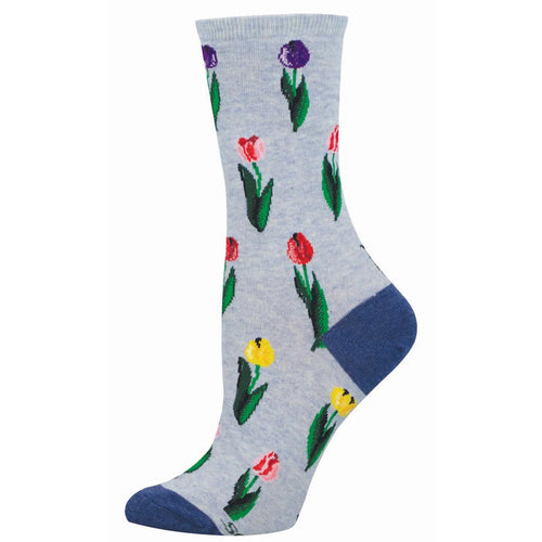 Women's Socksmith Tulips Cotton Crew Socks - Blue Heather