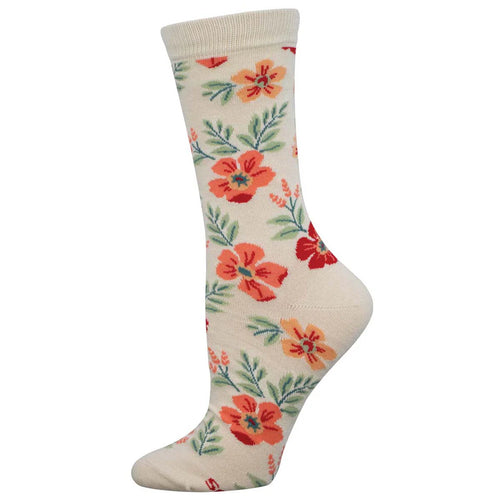 Women's Socksmith Wild Flowers Bamboo Socks – Ivory