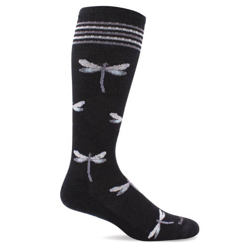 Women's Sockwell Dragonfly Moderate Graduated Compression Socks - Black with Sparkle