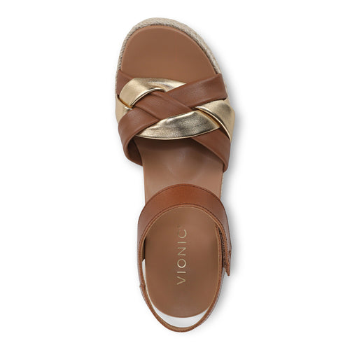 Women's Vionic Saratoga - Tan/Gold Leather
