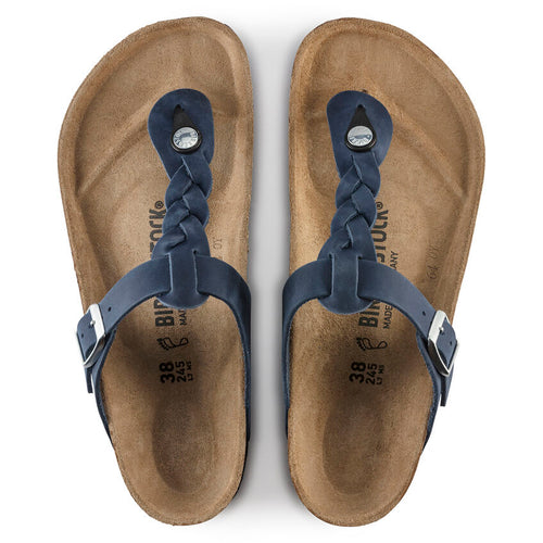 Women's Birkenstock Gizeh Braid - Navy Oiled Leather