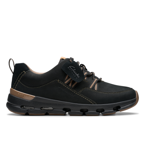 Women’s Clarks Nature X Tie Waterproof – Black Combi Nubuck