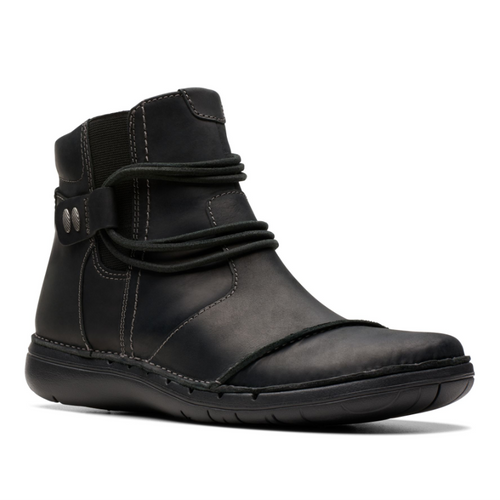 Women's Clarks Un Loop Up - Black Leather