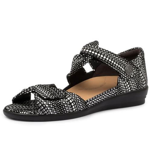 Womens Ziera Doxie Sandal - Black White Leather