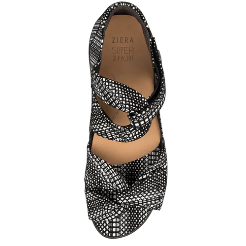 Womens Ziera Doxie Sandal - Black White Leather