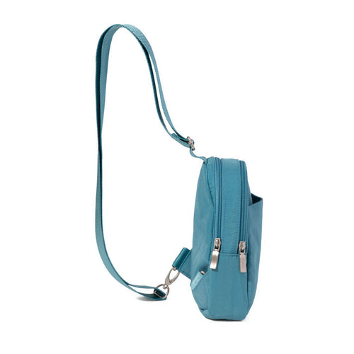 Women's Baggallini Double Zip Mini Sling - Seaside Blue