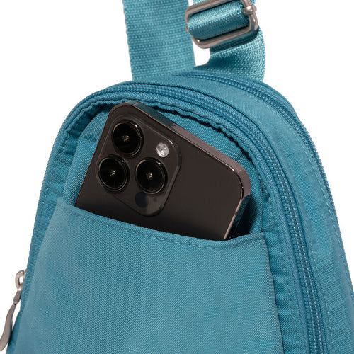 Women's Baggallini Double Zip Mini Sling - Seaside Blue