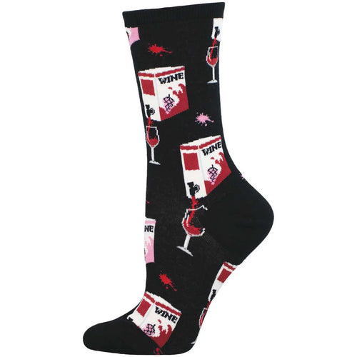 Women's Socksmith Fine Like Boxed Wine Cotton Crew Socks – Black