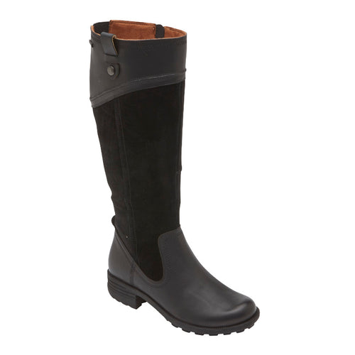 Women's Cobb Hill Brunswick Tall Waterproof - Black Leather/Suede